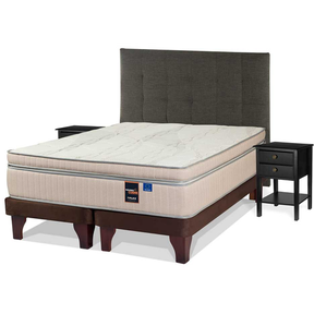 Cama Europea Flex Base Dividida King Máximo Cobre + Respaldo Design Grafito + 2 Veladores Rover