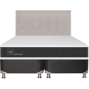 Box Spring CIC Base Dividida 2 Plazas New Ortopedic + Respaldo Tigris