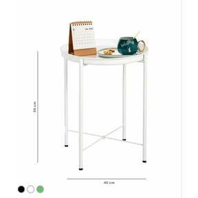 Mesa de Apoyo Auxiliar Circular Multiuso Metalik - BLANCO