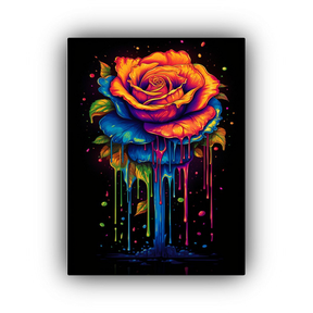 Cuadro Moderno De Pared Con Rosas Arcoíris De 60X90 Cm...