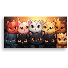 Cuadro Multicolor De Felices Y Locos Gatos En Una 160X80 Cm...